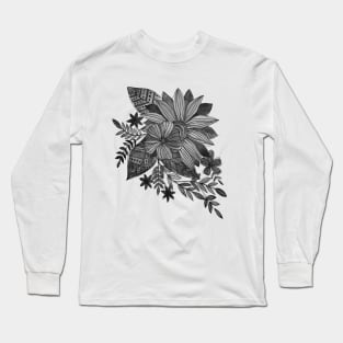 Watercolor sunflowers - black and white Long Sleeve T-Shirt